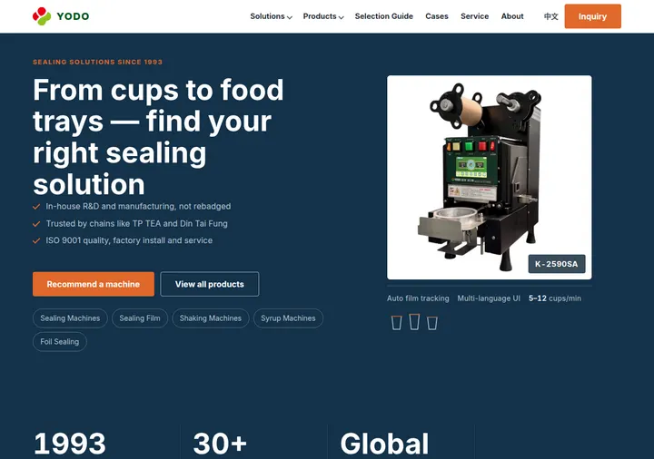 YODO Sealing Machines homepage