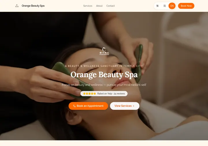 Orange Beauty Spa homepage